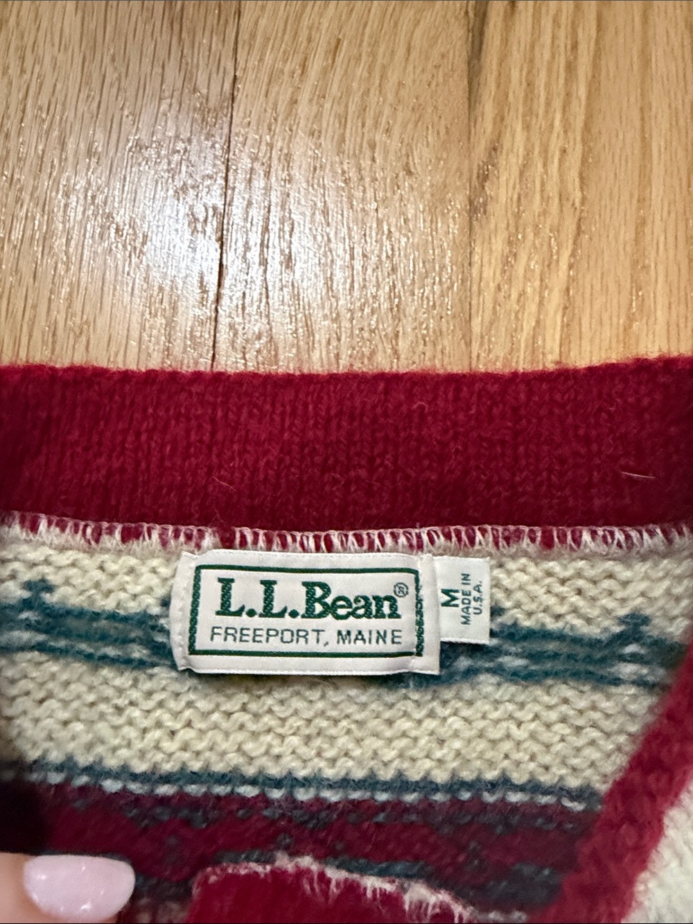 Vintage L.L. Bean Wool Fair Isle Nordic Sweater Sz M - Picture 2 of 6